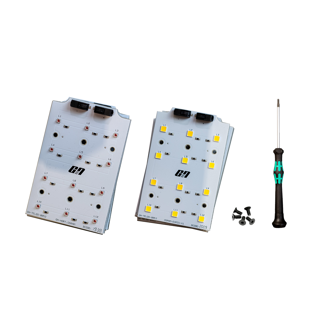 Telos red and white LED modules with 2mm hex screwdriver and screws